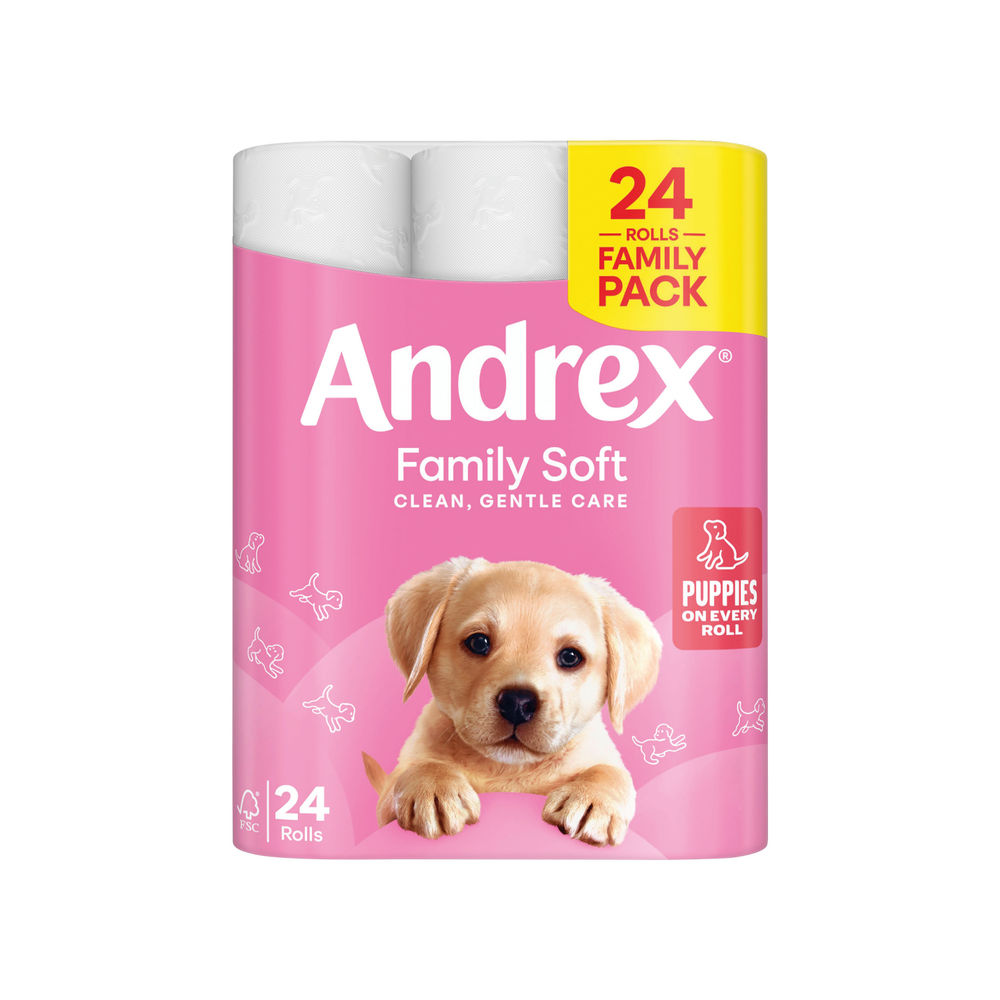 Andrex Family Toilet Roll 2-Ply 170 Sheets Per Roll (Pack of 24) 4978918