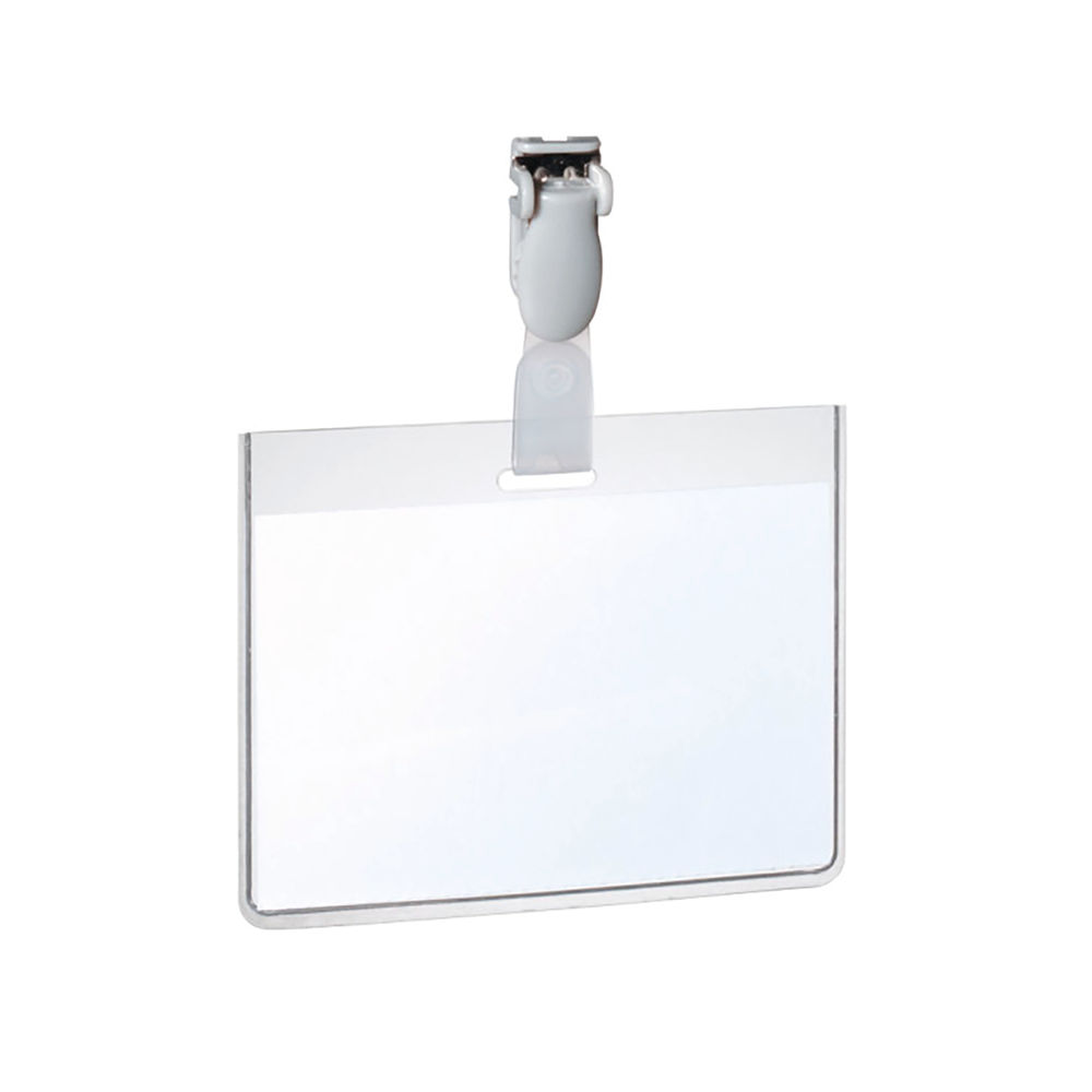 Durable Visitor Badge with Plastic Clip Transparent (Pack of 25)