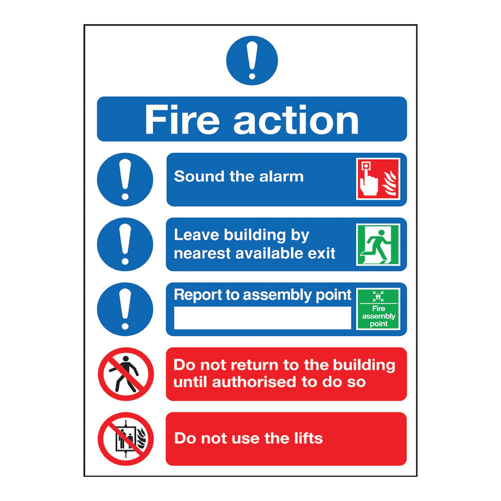 Pvc Fire Action Safety Sign Fire Action Procedure - Gambaran