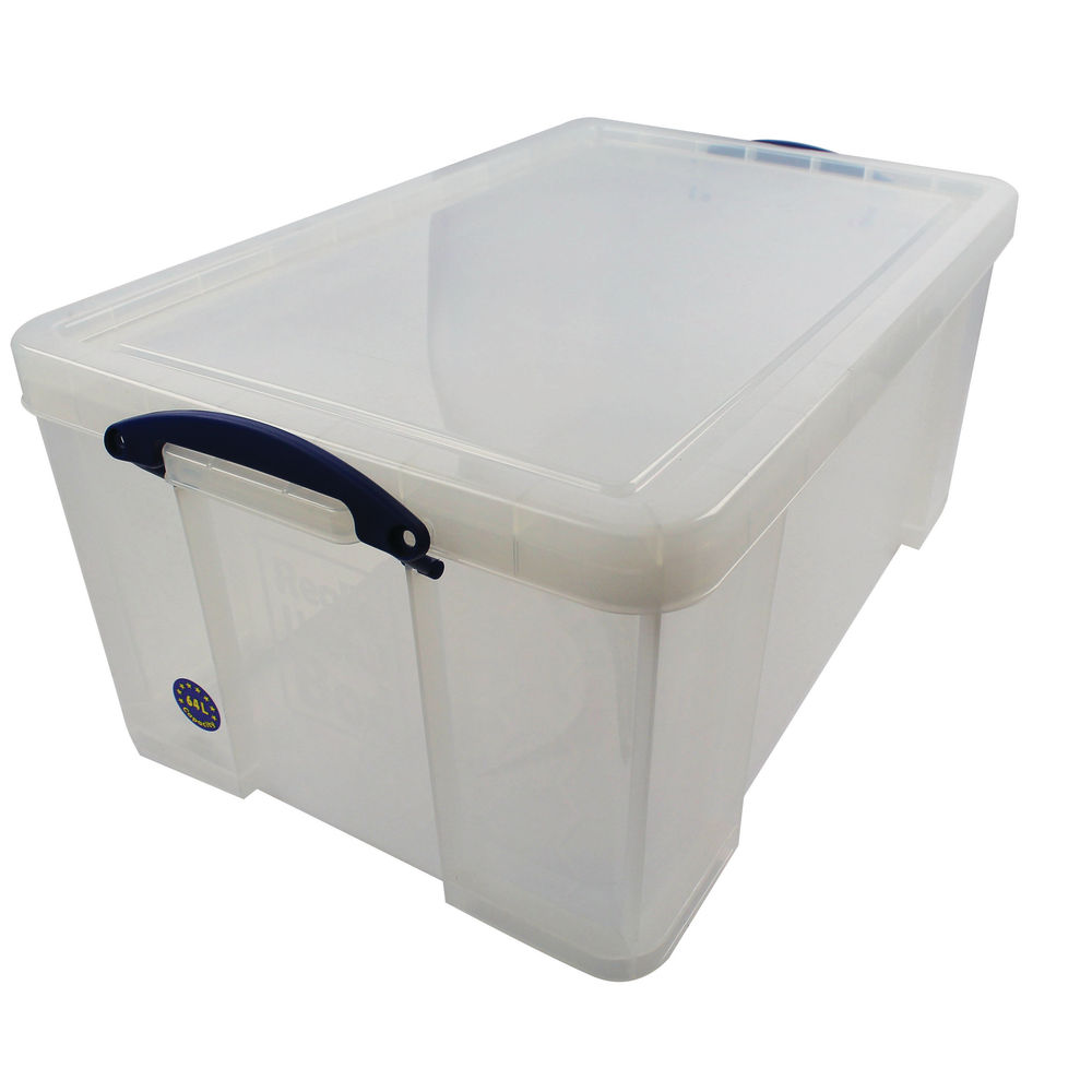 Really Useful 64L Plastic Storage Box W710xD440xH310mm Clear 64C