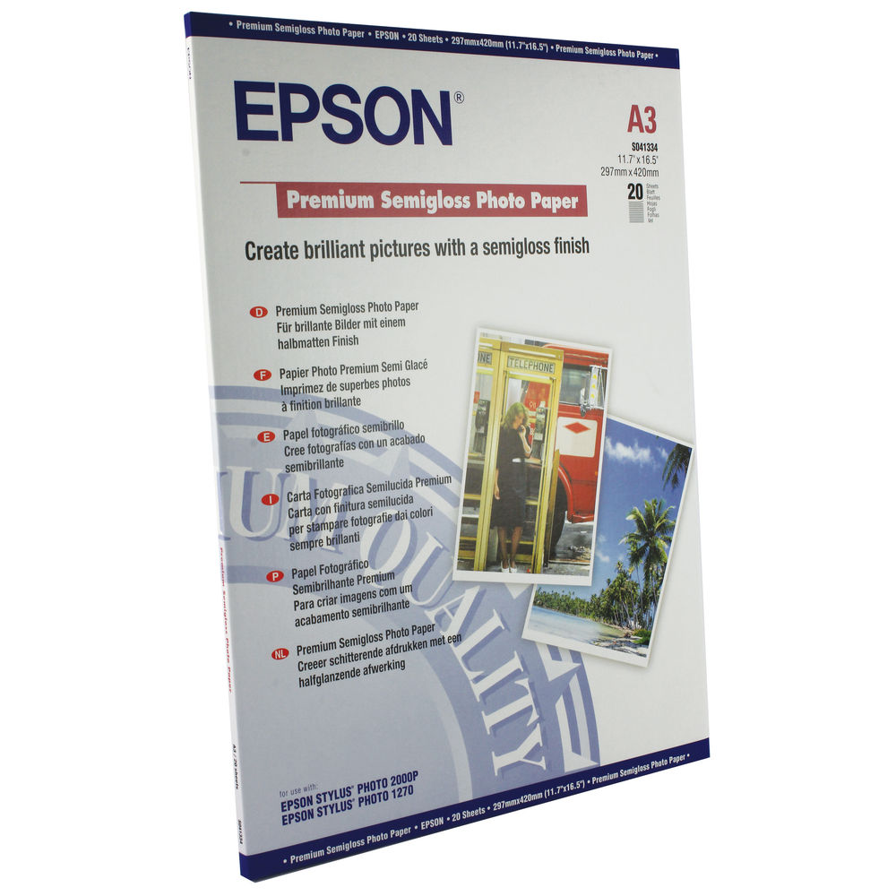 Epson A3 Premium SemiGloss Photo Paper (20 Pack) C13S041334