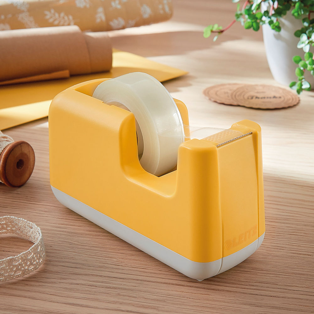 Leitz Cosy Tape Dispenser with Tape Heavy Base Warm Yellow