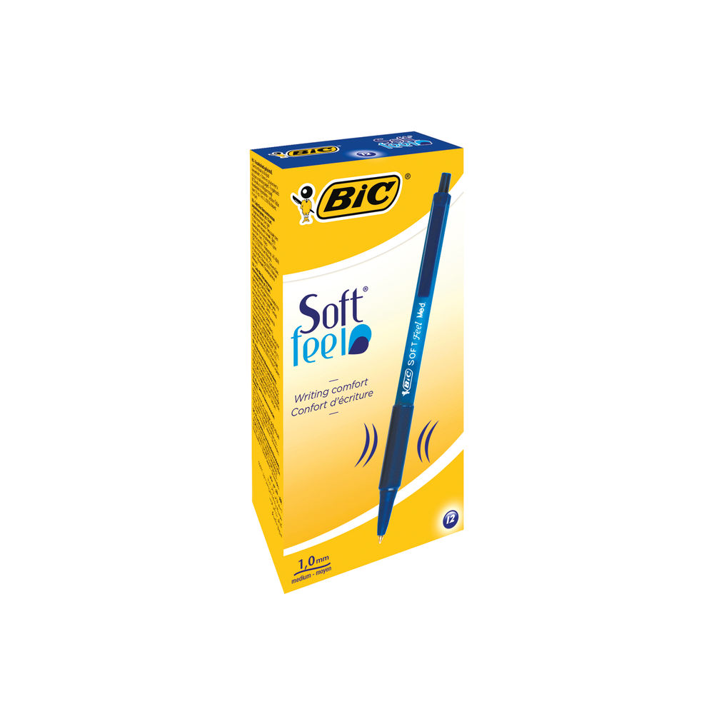 Bic SoftFeel Clic Retractable Ballpoint Pen Blue (Pack of 12) 837398