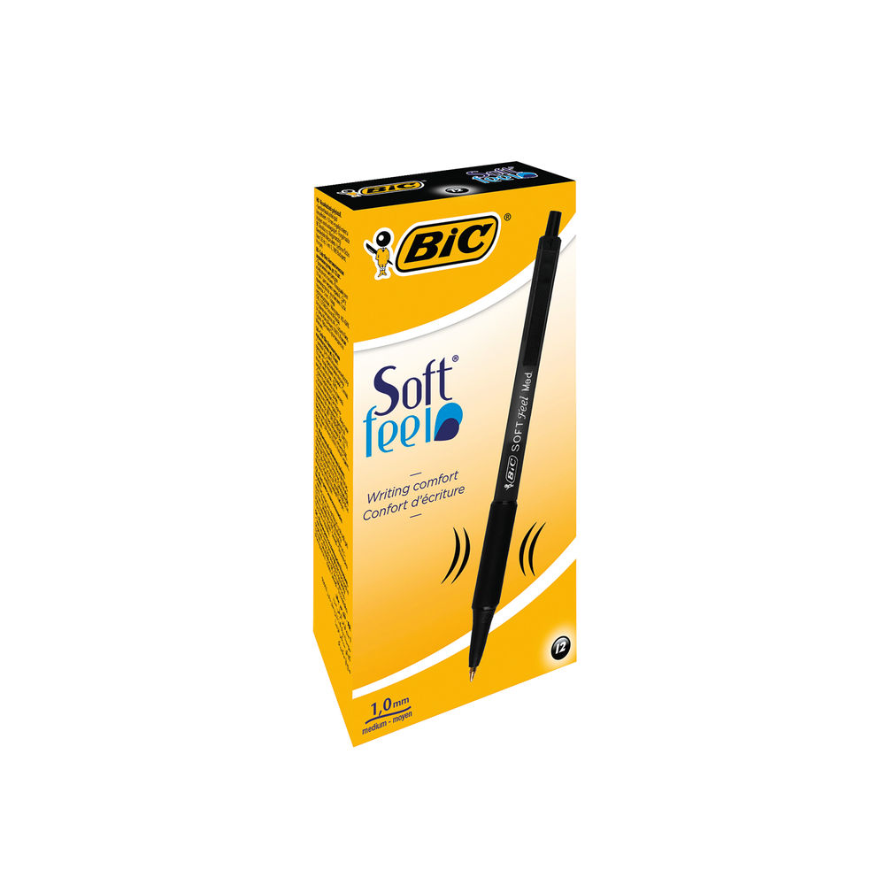 Bic SoftFeel Clic Retractable Ballpoint Pen Black (Pack of 12) 837397