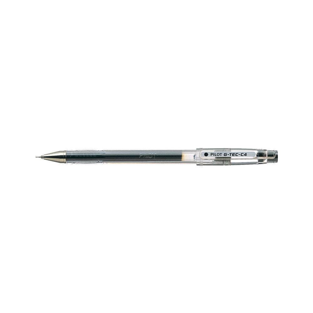 Pilot G-Tec C4 Gel Ink 0.4mm Black Rollerball Pens, Pack of 12
