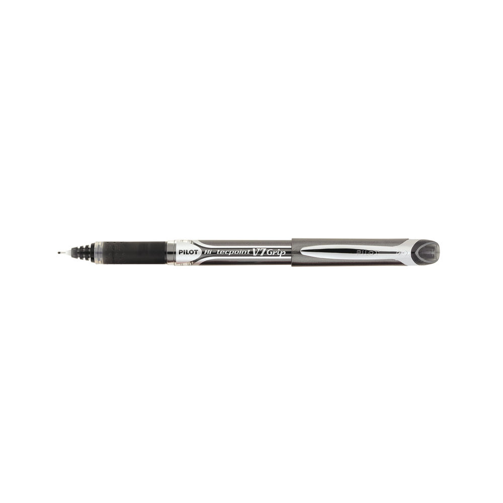 Pilot V7 Black Hi-Tecpoint Grip Fine Pens, Pack of 12