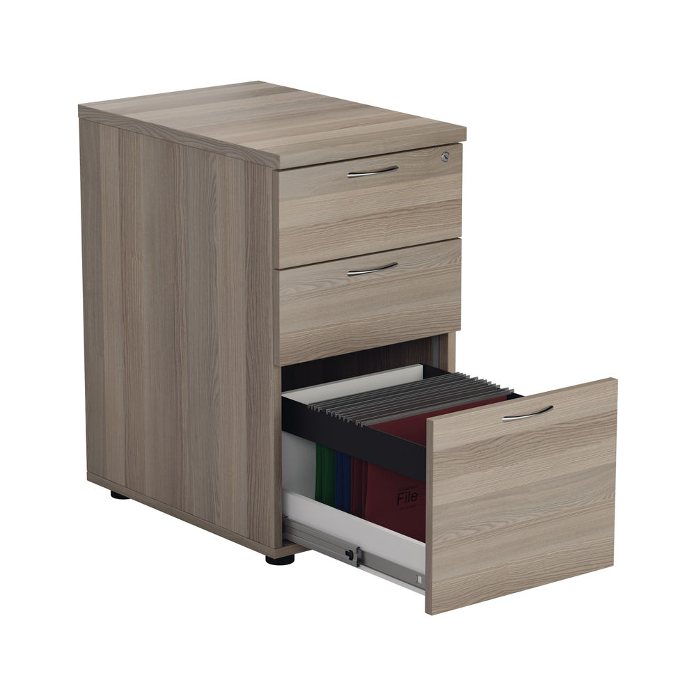 Jemini H730mm Grey Oak 3 Drawer Desk High Pedestal