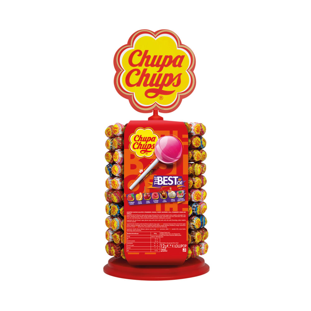 Chupa Chups Lollipops Wheel 180 Plus 20 Free (Pack of 200) 8402021