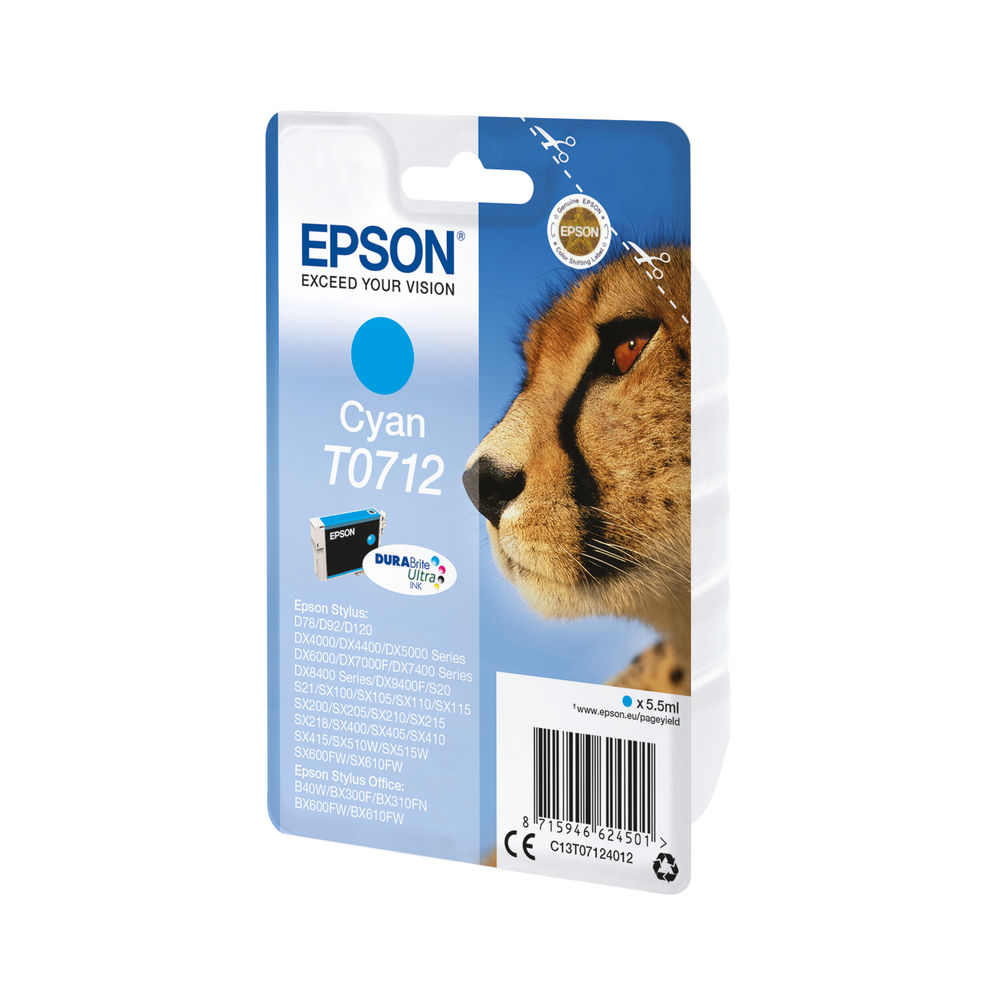 Epson T0712 Cyan Ink Cartridge - C13T07124012