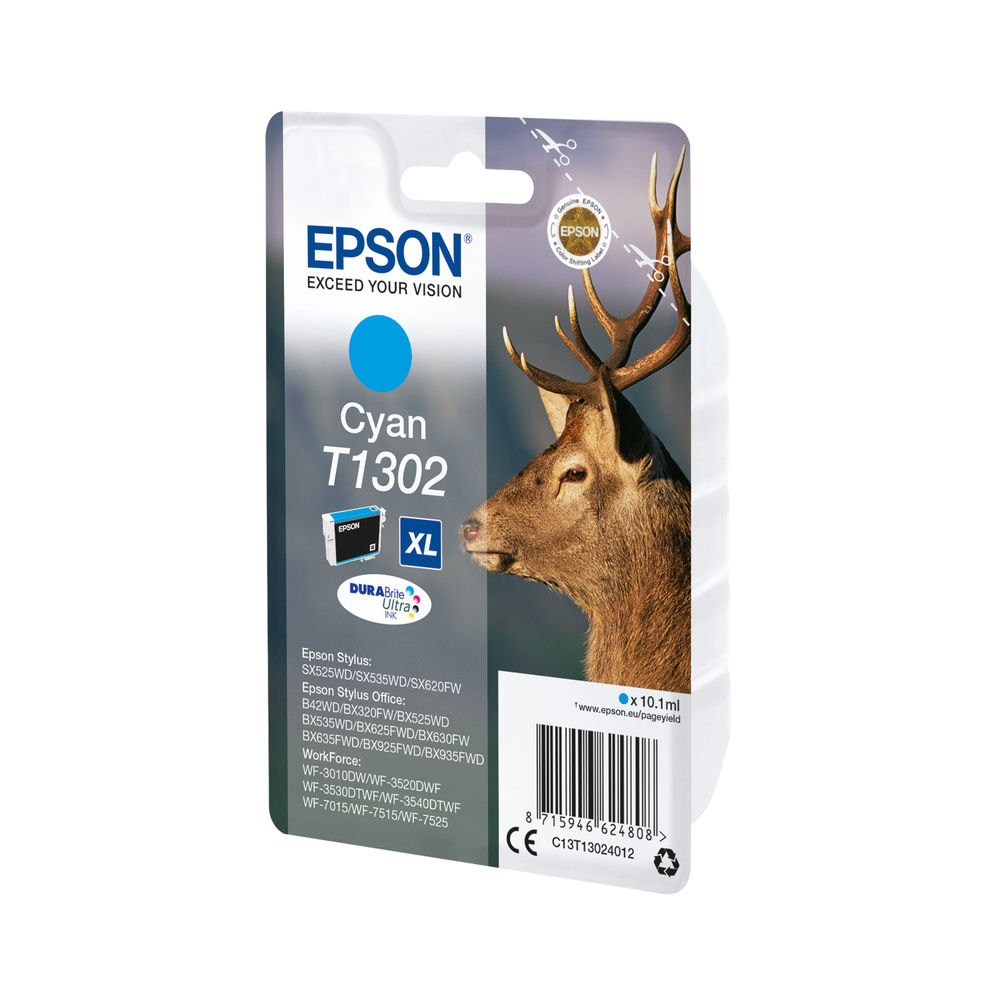 Epson T1302 Extra High Capacity Cyan Ink Cartridge - C13T13024012