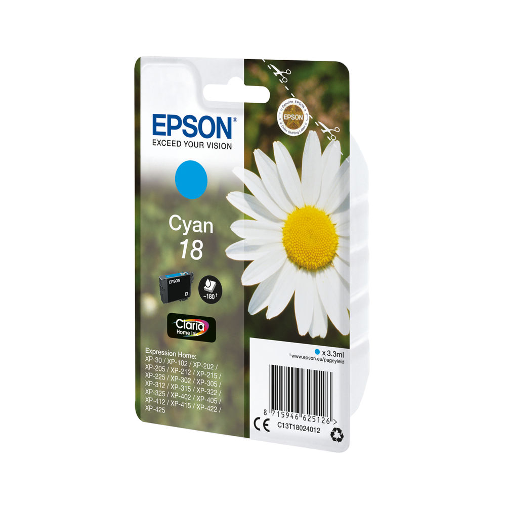 Epson 18 Cyan Ink Cartridge - C13T18024012