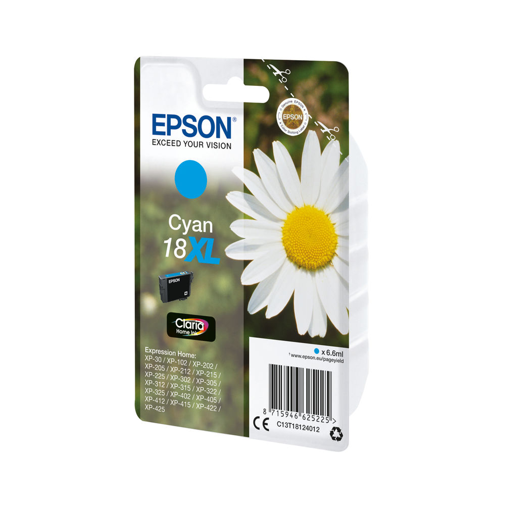 Epson 18XL Cyan High Capacity Ink Cartridge - C13T18124012