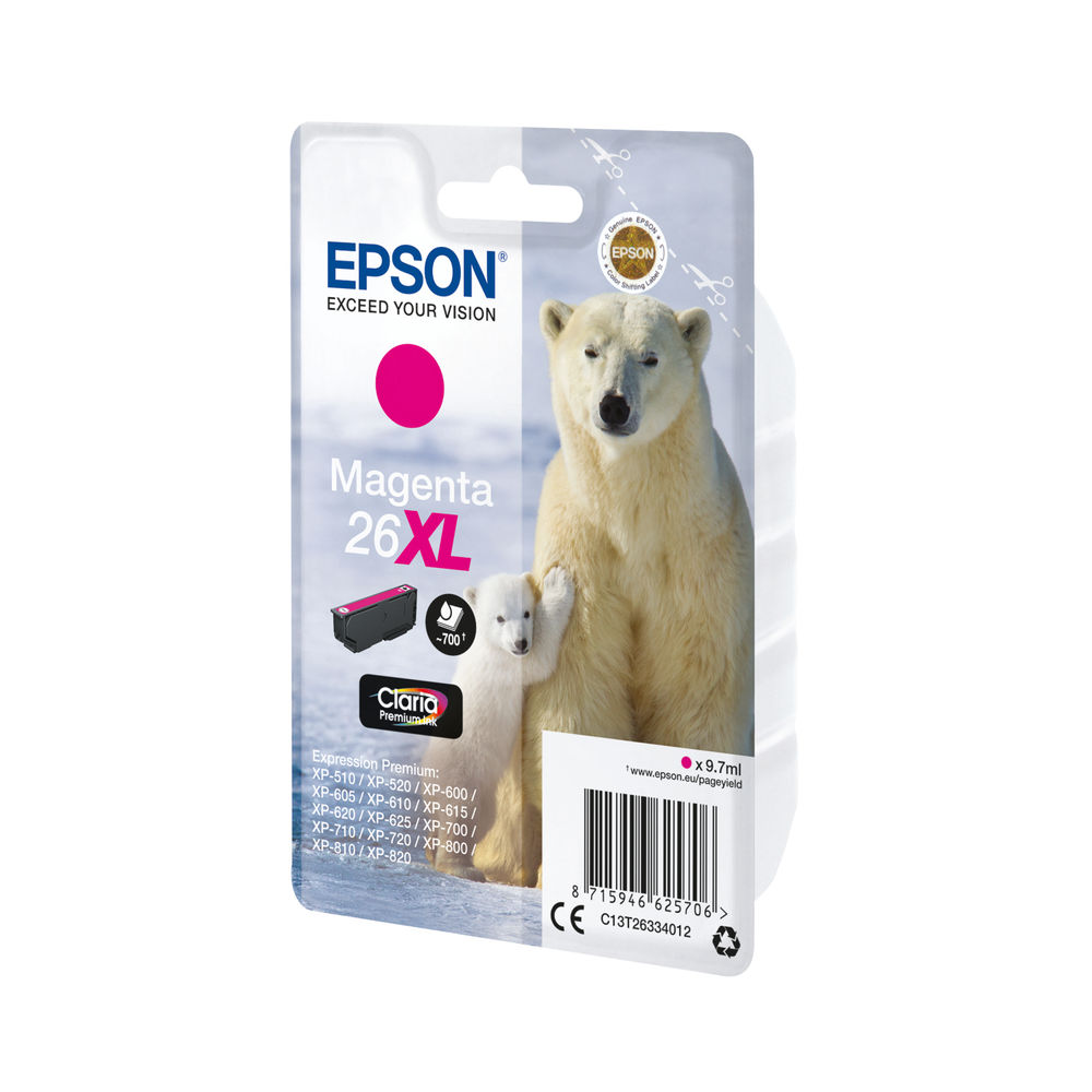 Epson 26XL High Capacity Magenta Ink Cartridge - C13T26334012