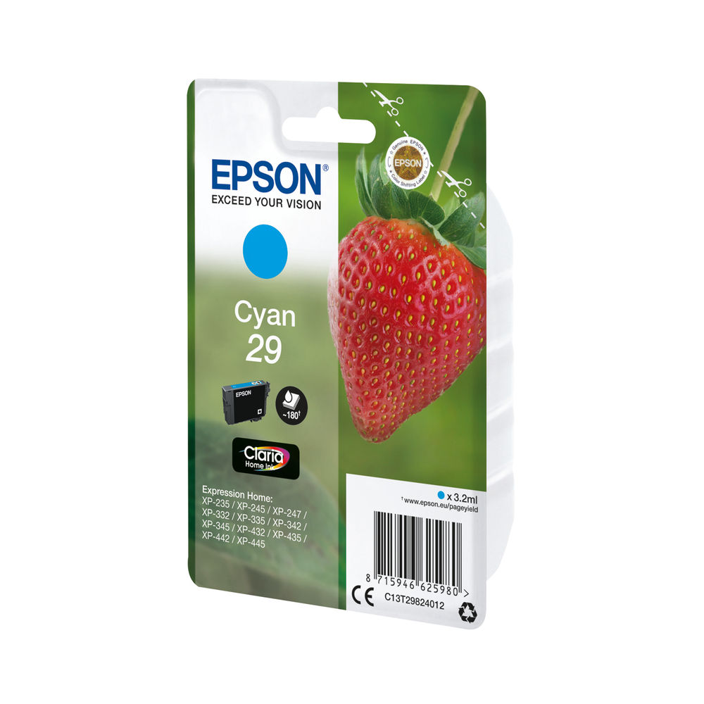 Epson 29 Cyan Ink Cartridge - C13T29824012