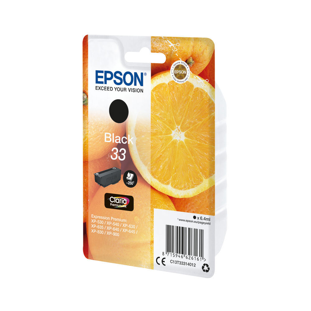 Epson 33 Black Ink Cartridge - C13T33314012