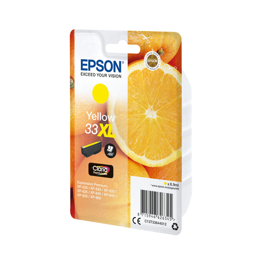 Epson 33XL Yellow High Capacity Ink Cartridge - C13T33644012