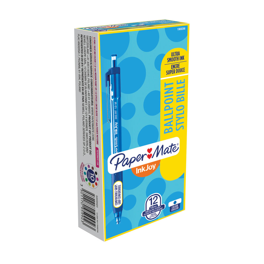 Paper Mate Blue InkJoy 300 Retractable Ballpoint Pens, Pack of 12 - S0959920