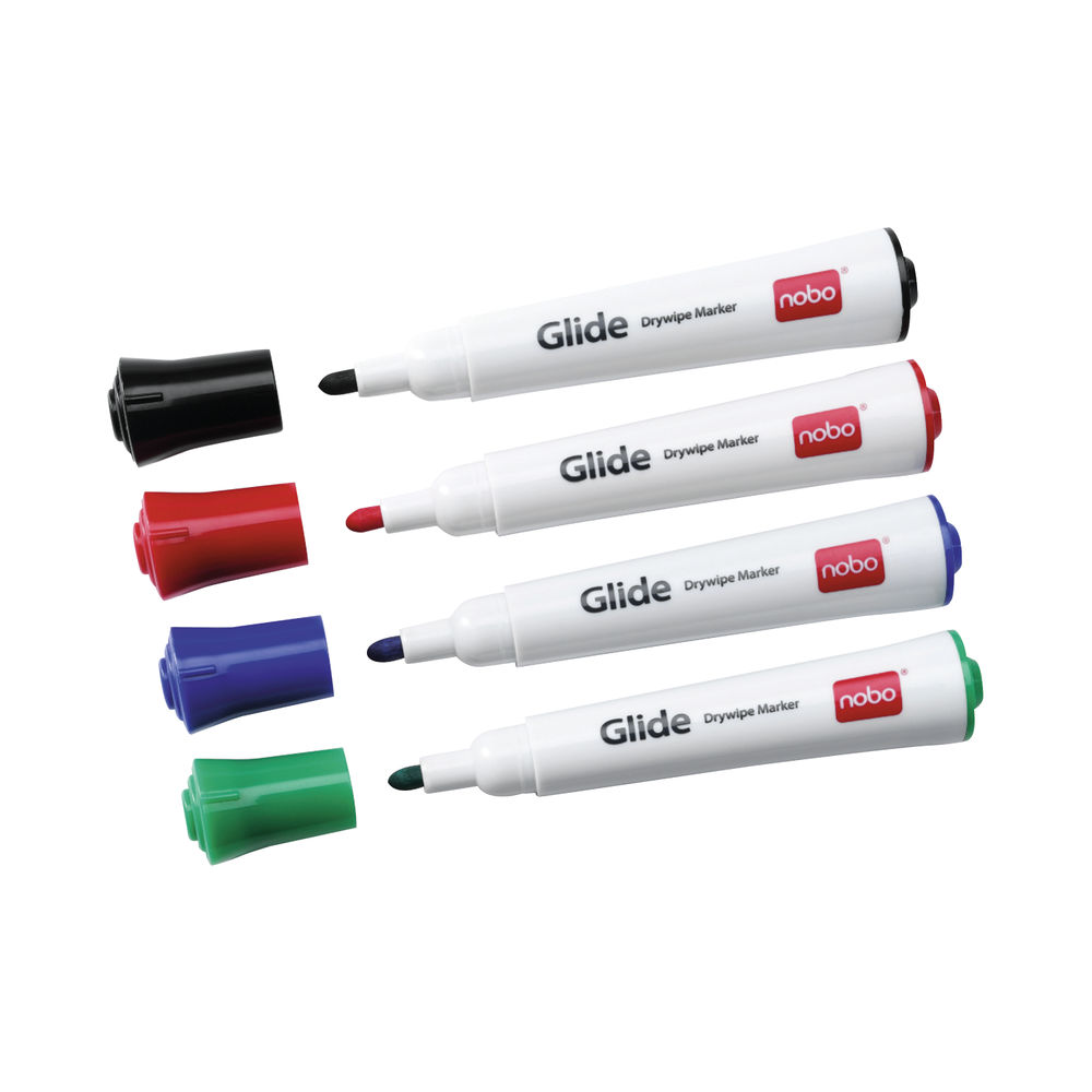 Nobo Glide Drywipe Marker Medium Assorted (4 Pack) 1902096