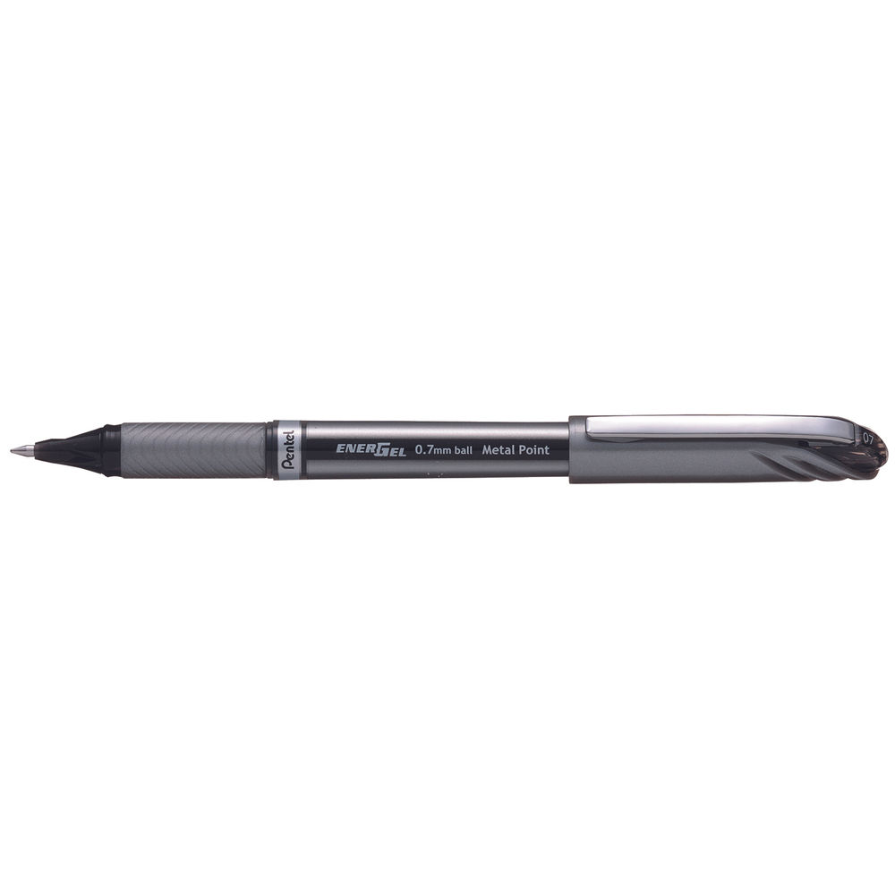 Pentel Energel Metal Point 0.7mm Tip Black Pens (Pack of 12)