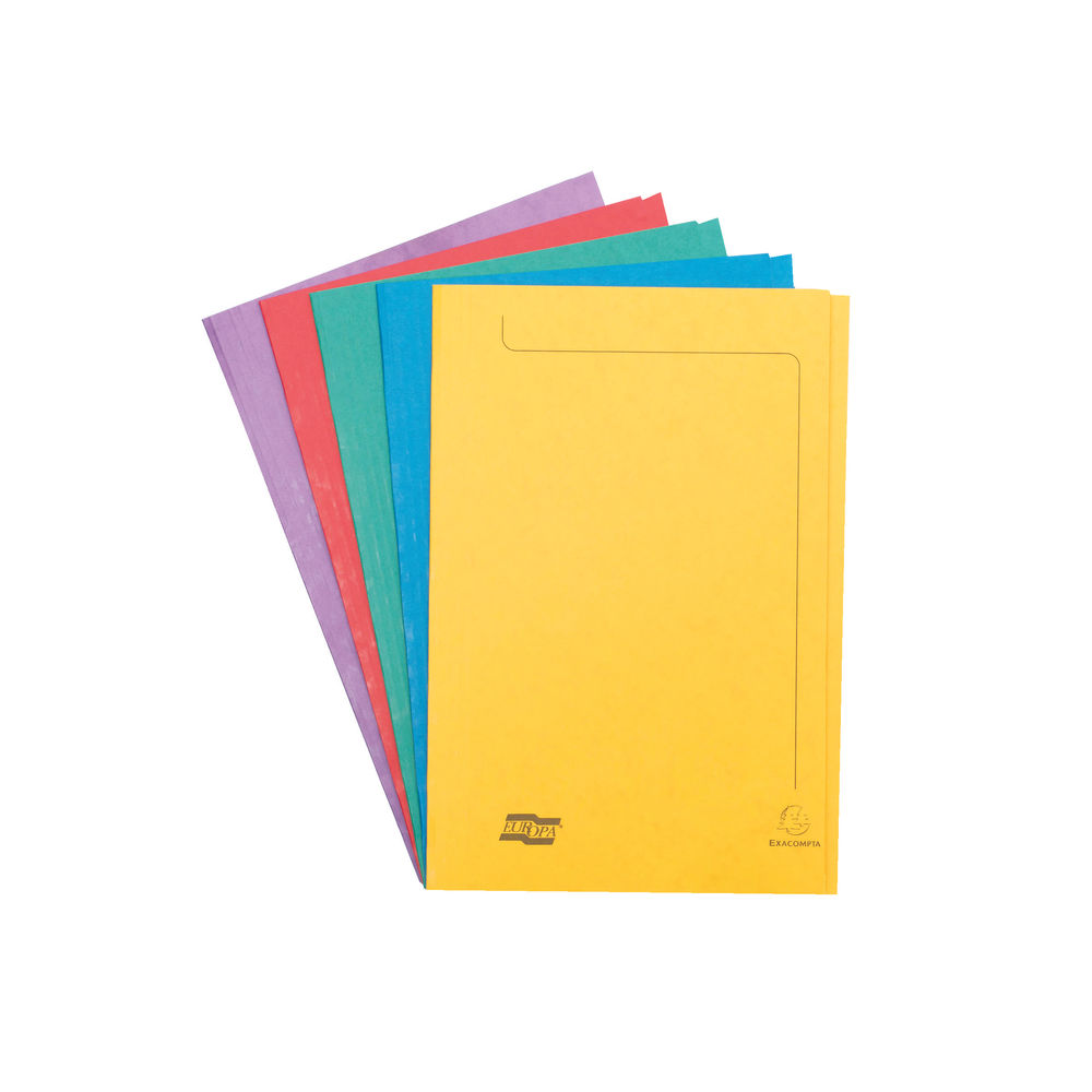 Europa Square Cut Folder 300 micron Foolscap Assorted (Pack of 50)