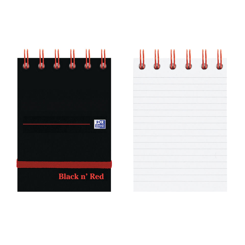 Black n' Red Ruled A7 Elasticated Wirebound Notepad (Pack of 5)