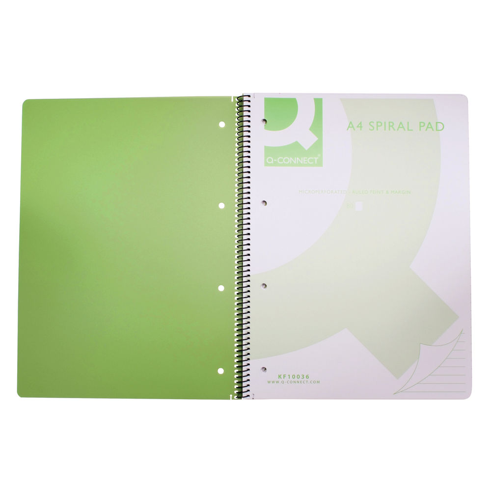 Q-Connect Spiral Bound Polypropylene Notebook 160 Pages A4 Green (Pack of 5)