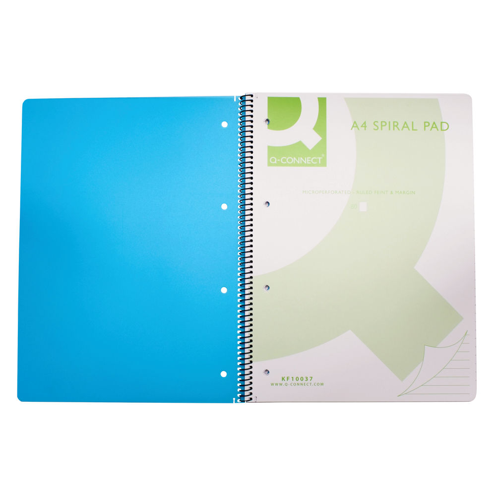 Q-Connect Spiral Bound Polypropylene Notebook 160 Pages A4 Blue (Pack of 5)