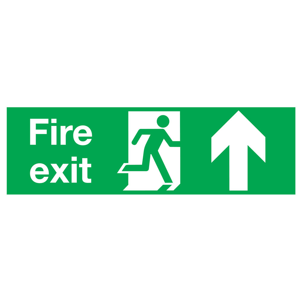 Fire Exit Running Man Arrow Up 150 x 450mm PVC Safety Sign