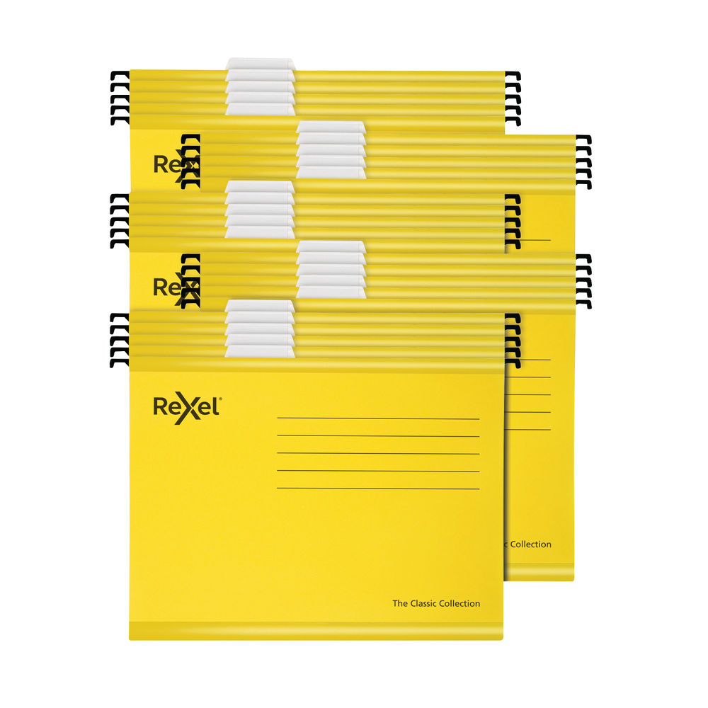 Rexel Classic Suspension Files Foolscap Yellow (Pack of 25) 2115593