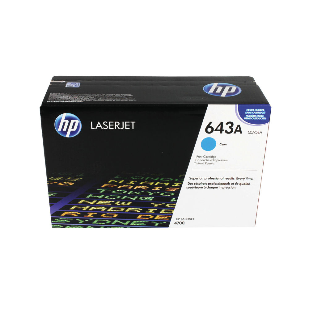 HP 643A Cyan Laserjet Toner Cartridge | Q5951A