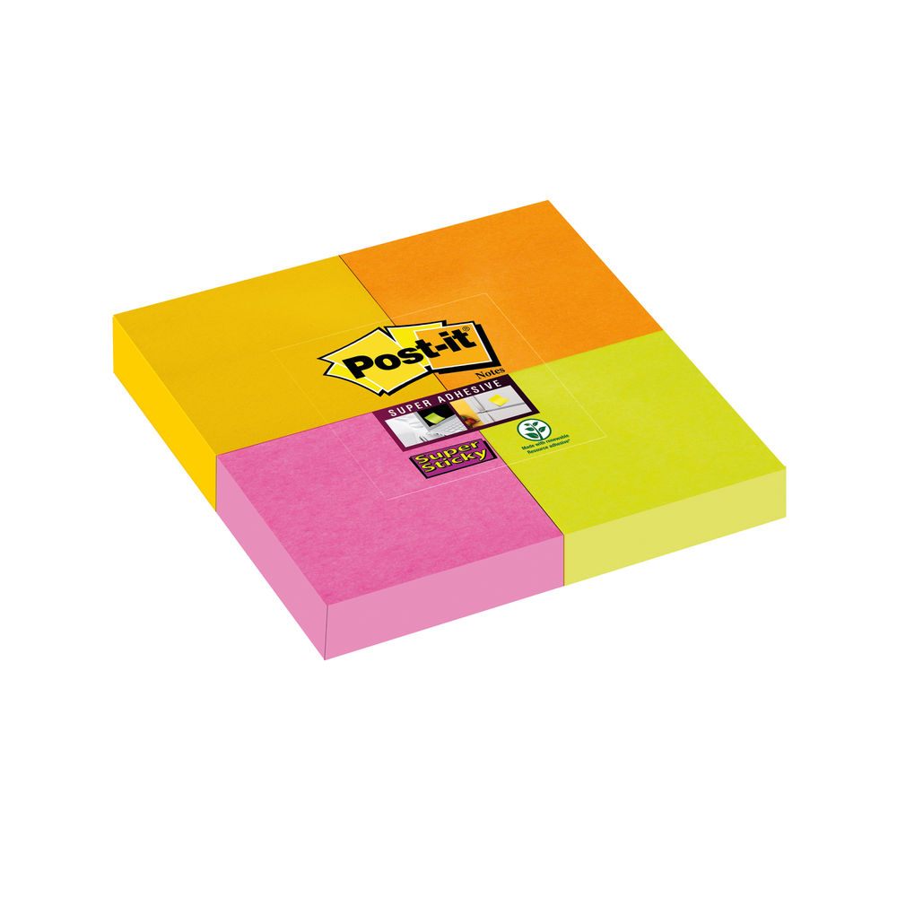 Post-it Super Sticky 51 x 51mm Assorted Notes Pad (Pack of 4)