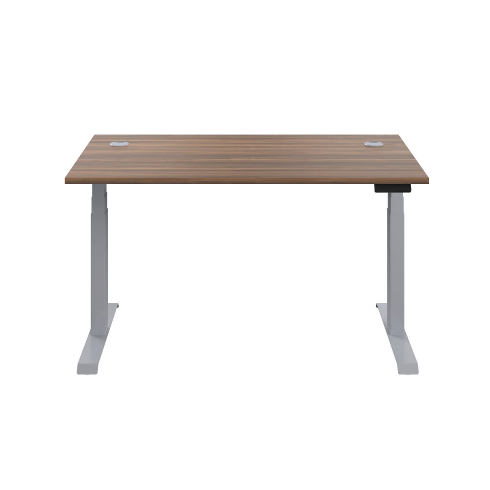 Jemini 1200x800mm Dark Walnut/Silver Sit Stand Desk