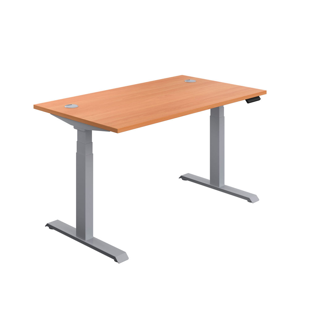 Jemini 1400mm Beech/Silver Sit Stand Desk KF809807