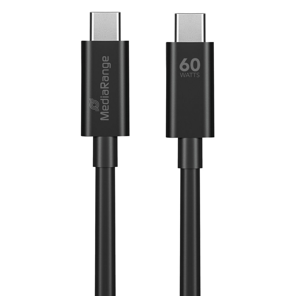 MediaRange 1.2m Black 60W USB Type-C Charge and Sync Cable
