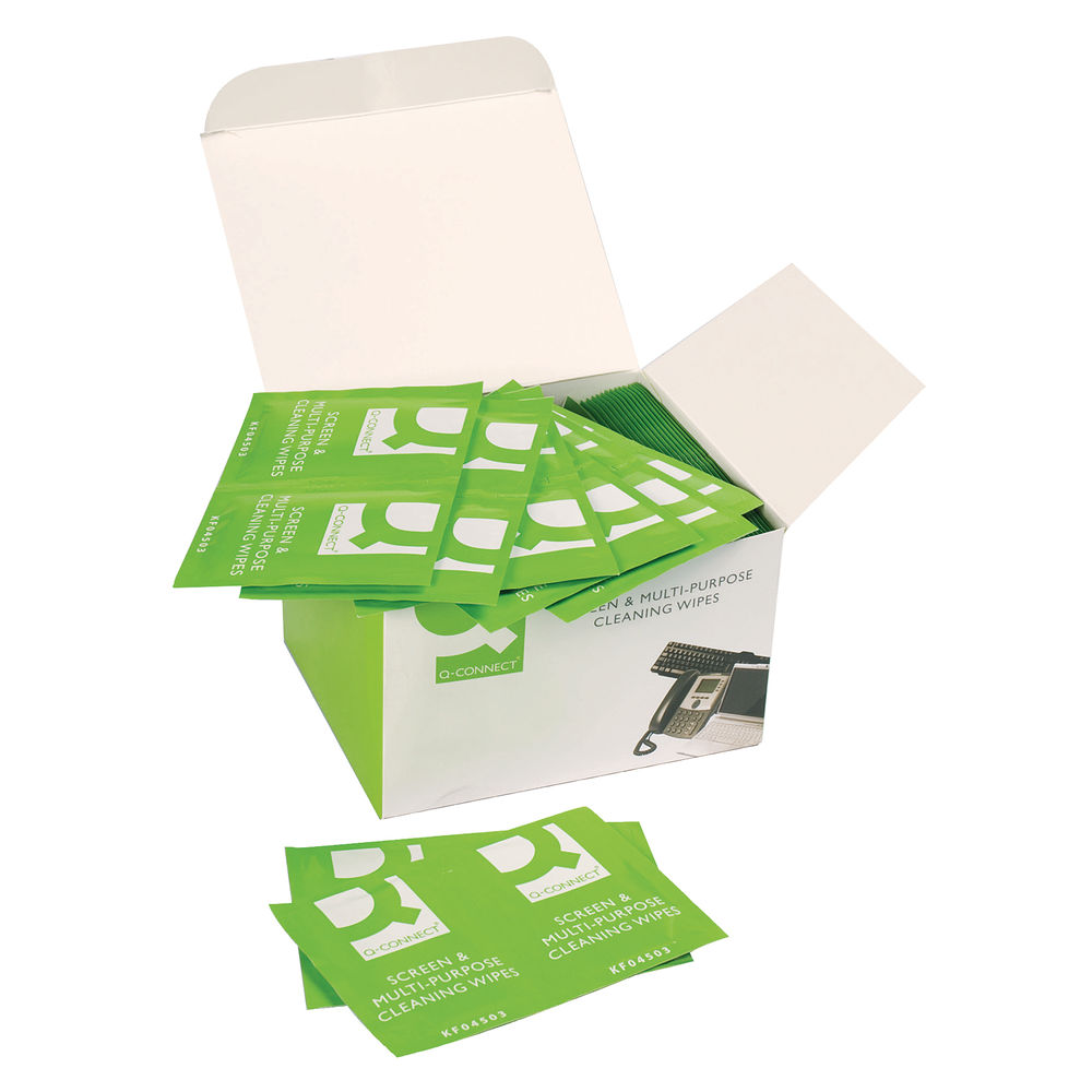 Q-Connect Screen and Multi-Purpose Wipes, Pack of 100 - KF04503
