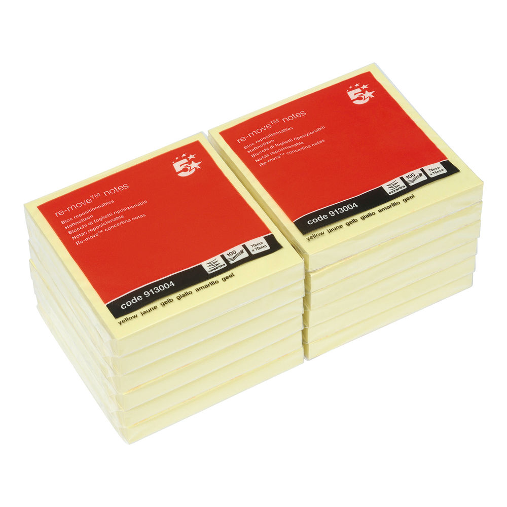 Sticky Notes Removable Concertina Pad Yellow (Pack of 12) 913004