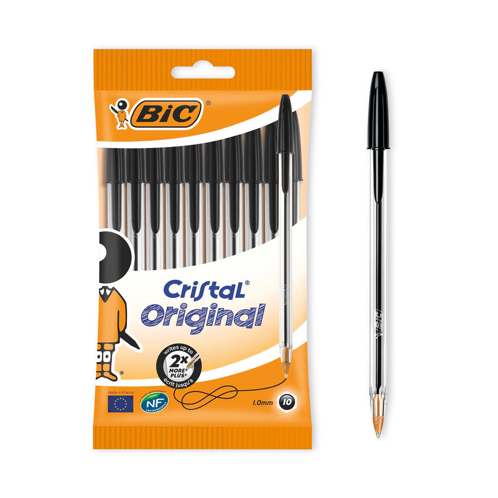Bic Cristal Black Ballpoint Pens 10pk 