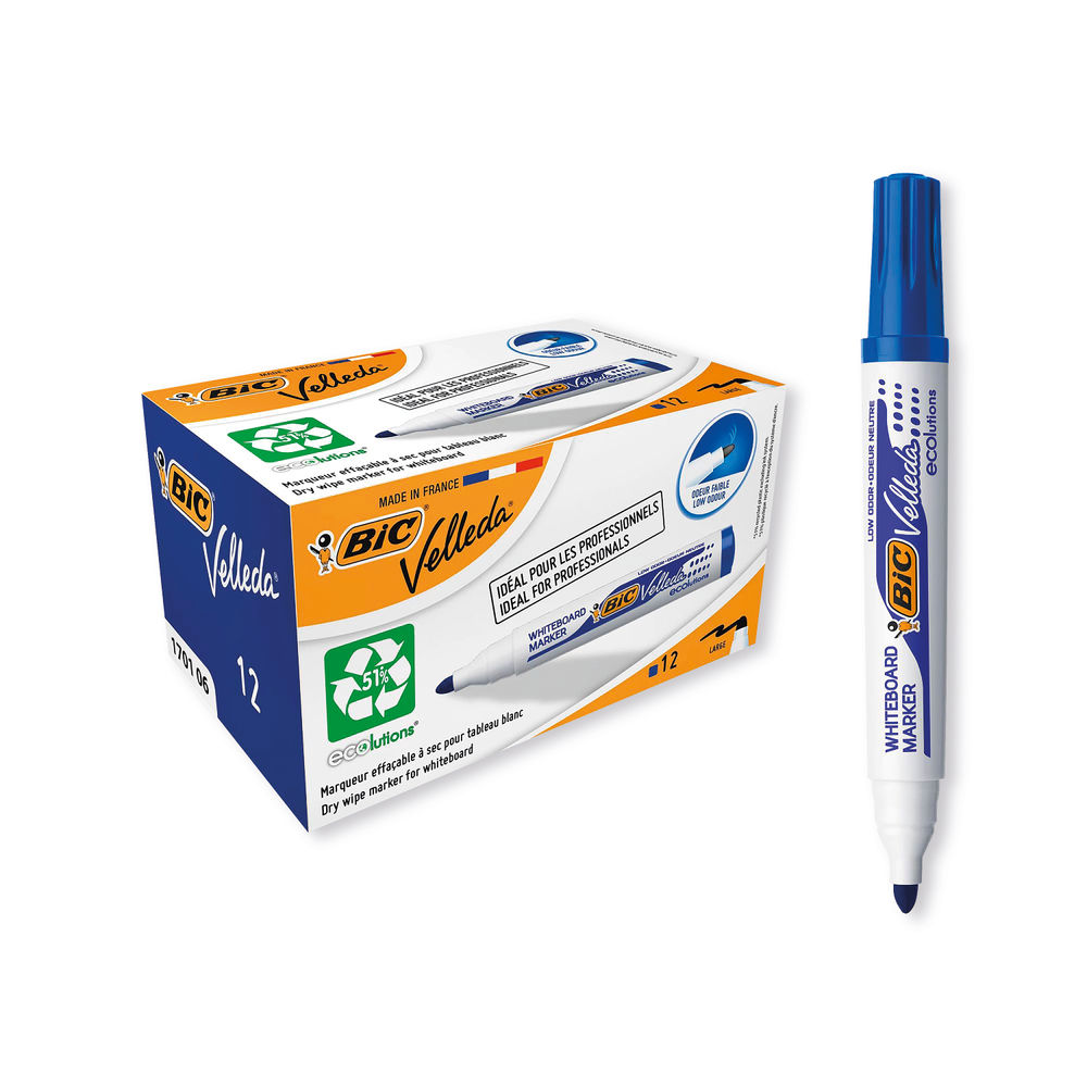 BIC Velleda 1701 Blue Whiteboard Markers, Pack of 12 | 1199170106