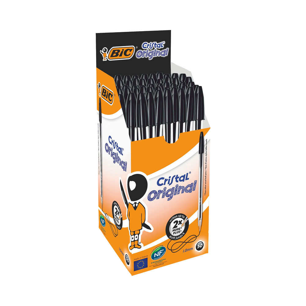 BIC Cristal Ballpoint Pens, Black, 10 Pack, 1.0 mm 
