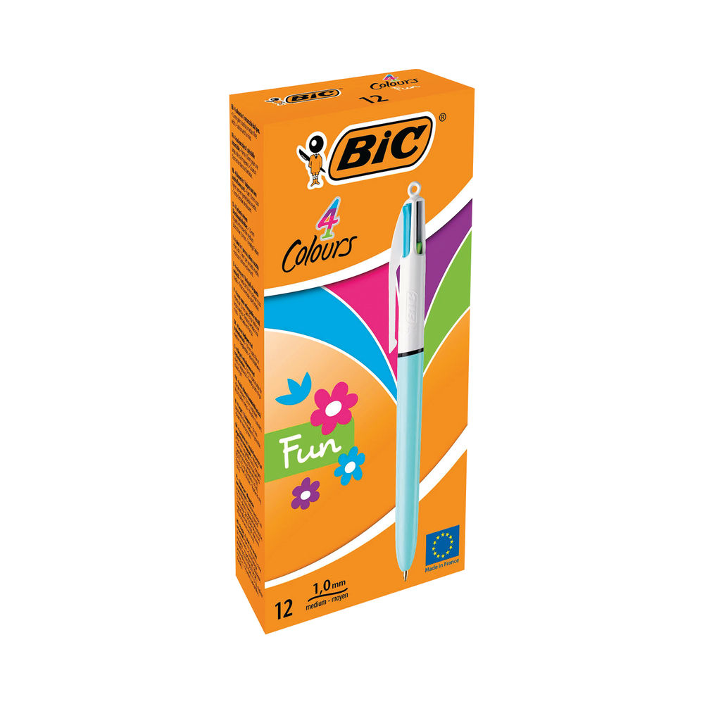 Bic 4 Colours Fun Retractable Ballpoint Pen (Pack of 12) 887777