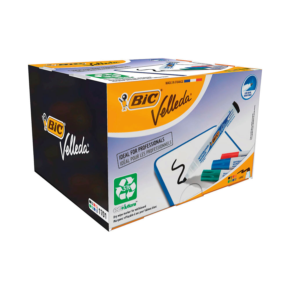 Bic Velleda 1701 Drywipe Marker Assorted (Pack of 48) 927259