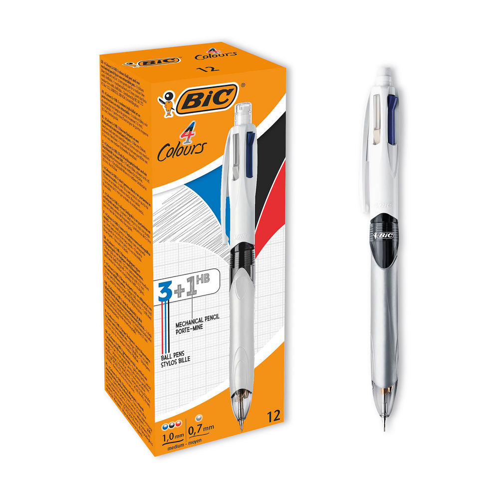 Bic 4 Colours Ballpoint Pen and Mechanical Pencil (Pack of 12) 942104