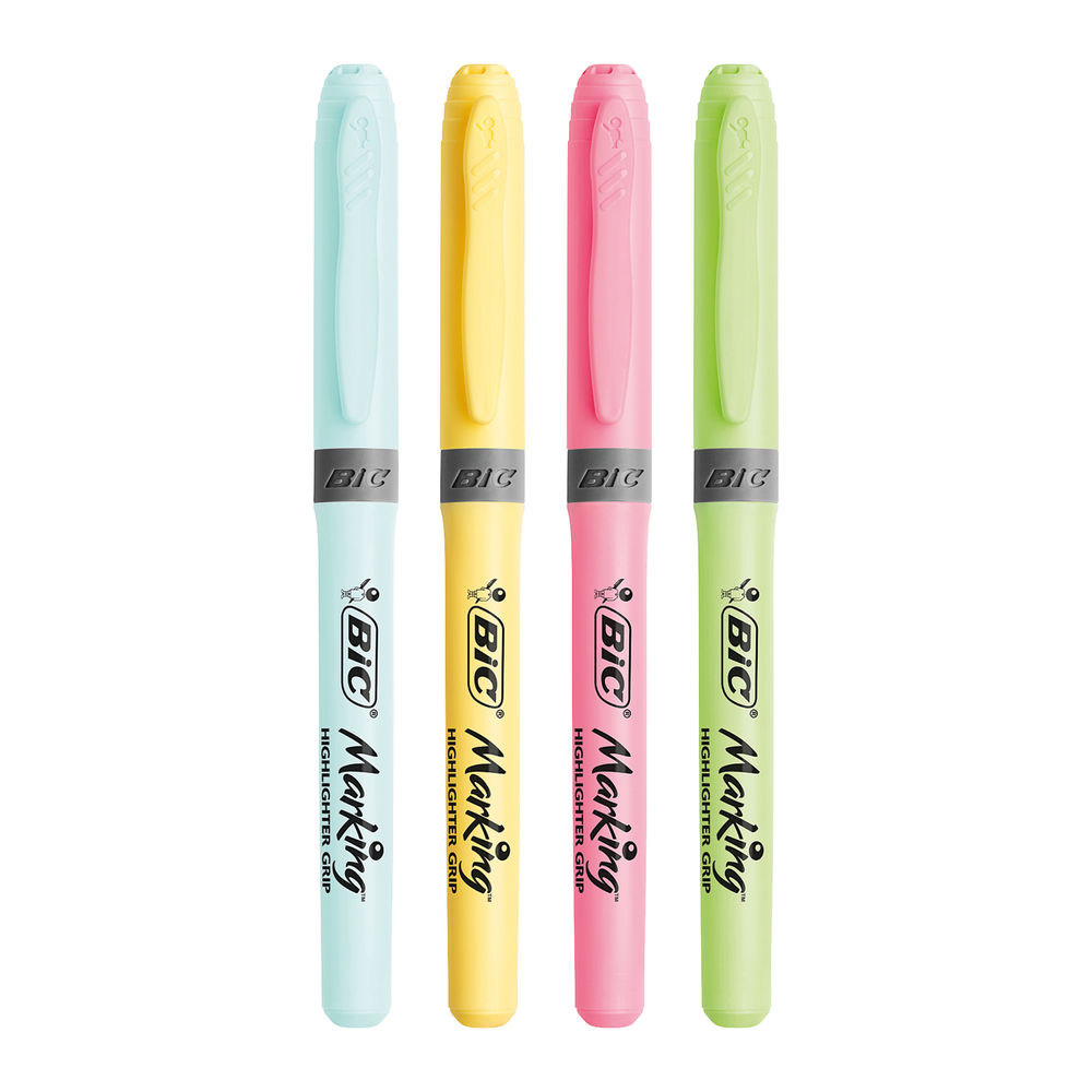 BIC Marking Assorted Pastel Grip Highlighters (Pack of 4)