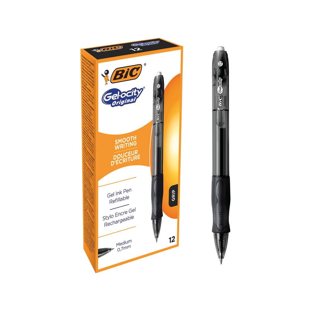 Bic Gel-ocity Medium Black Gel Pen (Pack of 12) 829157