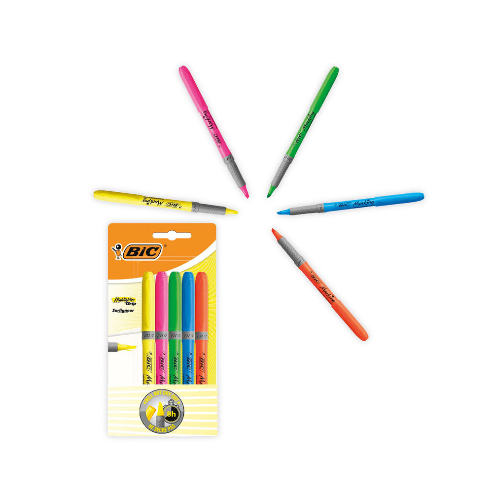 BIC Chisel Tip Highlighter Grip Assorted (Pack of 5) 894324