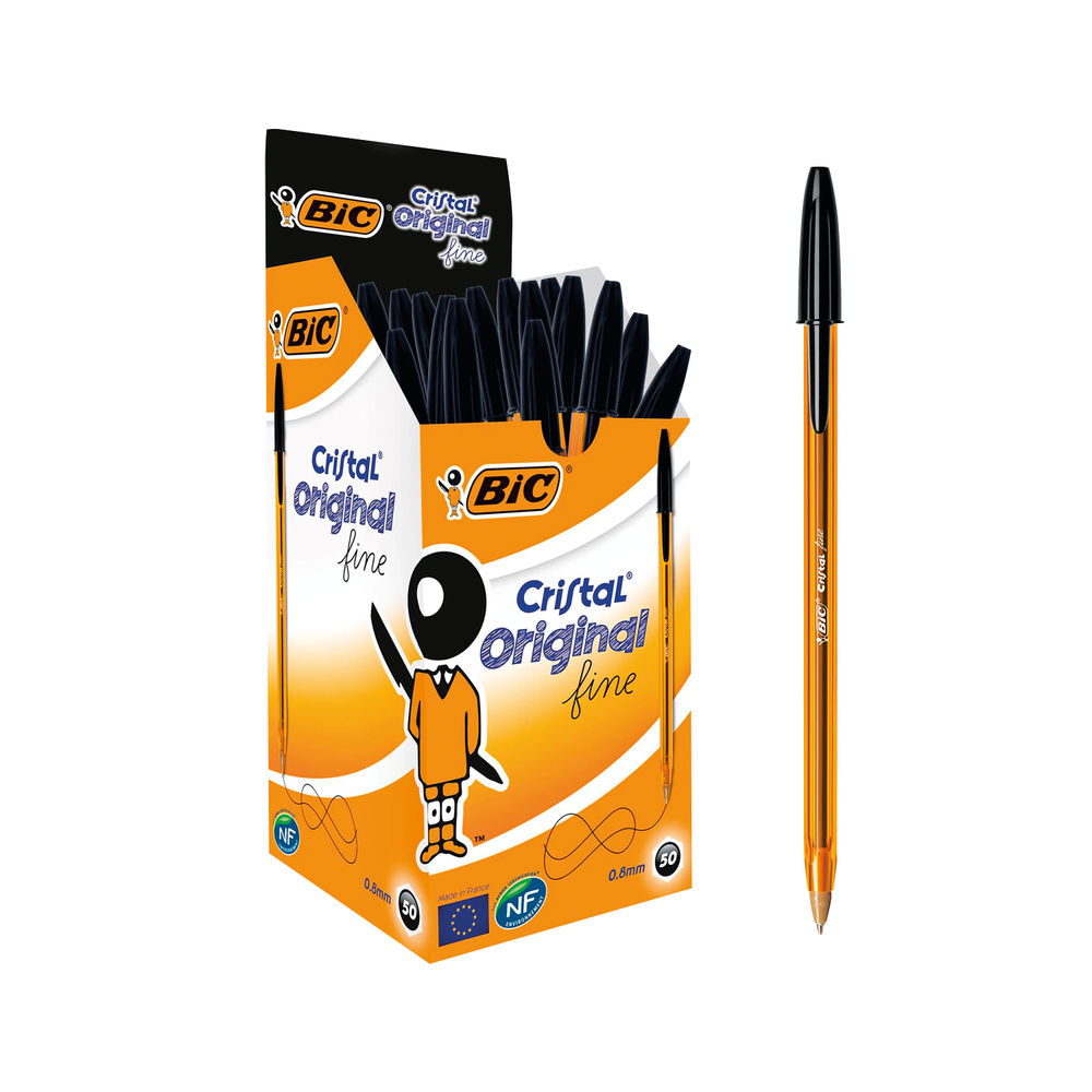 Bic Cristal Fine Black Ballpoint Pens (Pack of 50) 872731