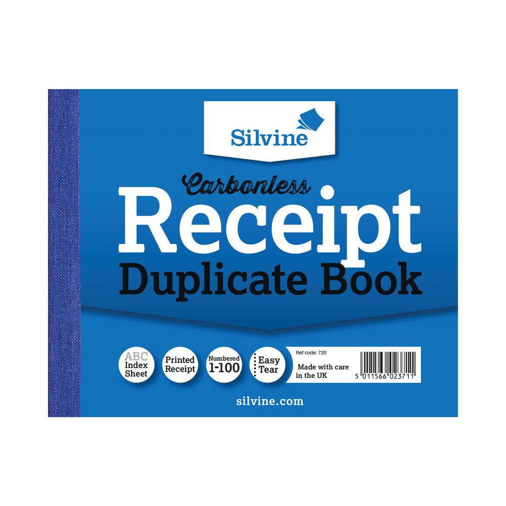 Silvine Carbonless Duplicate Receipt Book 102x127mm (Pack of 12) 720-T