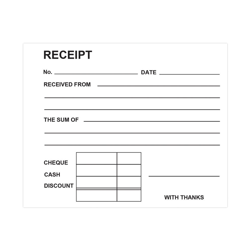 Silvine Carbonless Duplicate Receipt Book 102 x 127mm (Pack of 12)