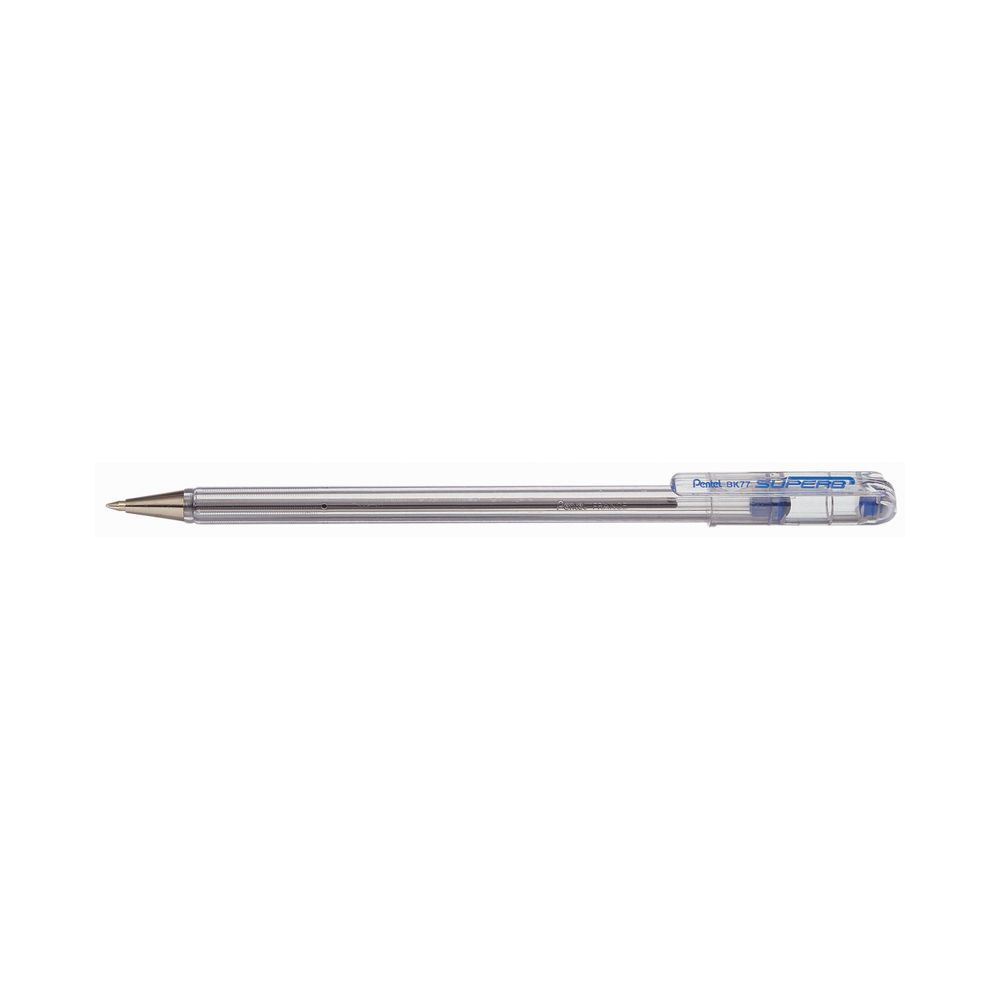 Pentel Superb Ballpoint Pen Fine Blue  (Pack of 12) BK77-C