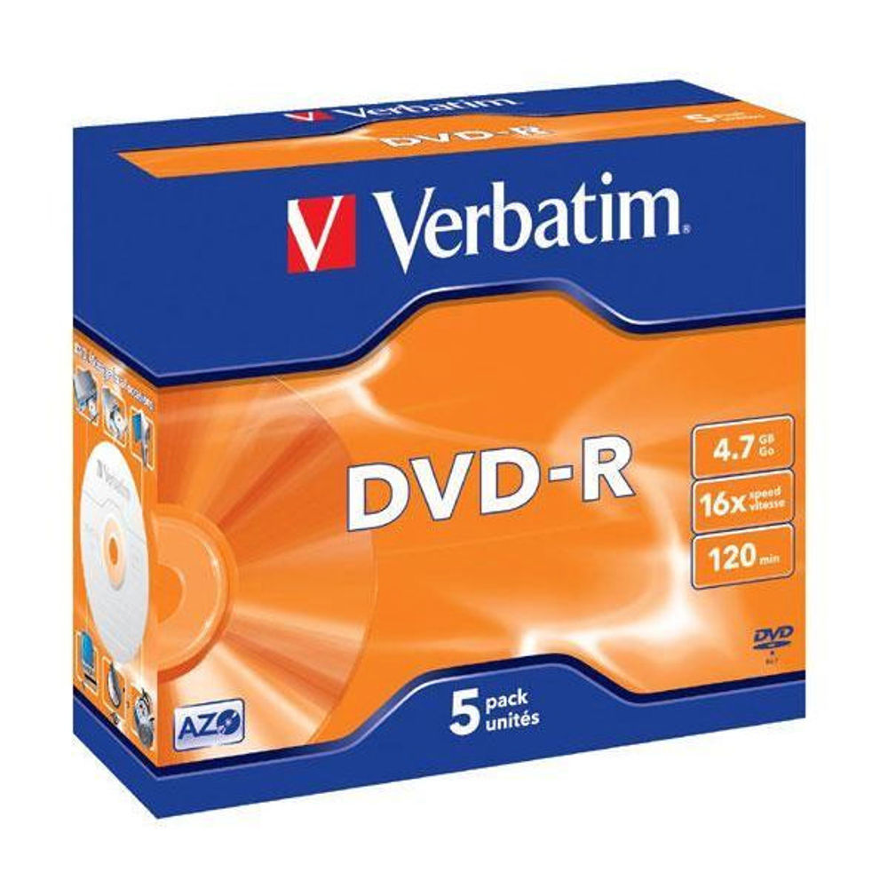 Verbatim 4.7GB 16x Speed Jewel Case DVD-R (Pack of 5)